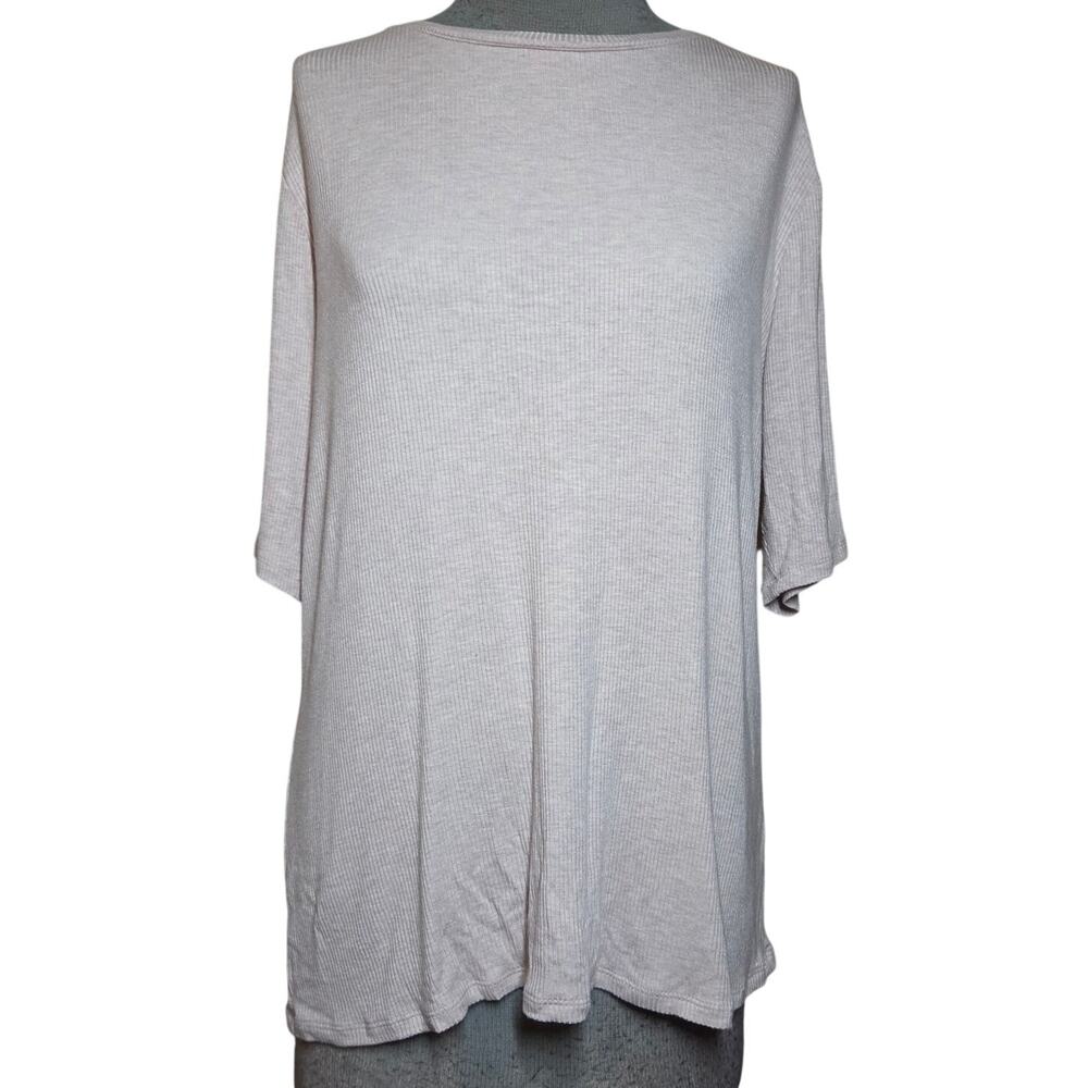 Nine West Ribbed Soft Spun Short Sleeve Top Size XXL
